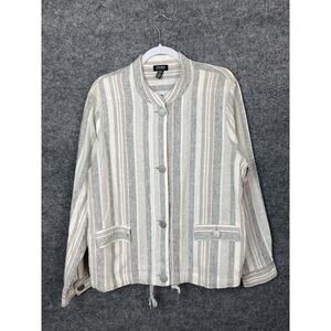 Jones New York Hampton Linen Pockets Long Length Jacket Top Sz XL Beachy, Boho